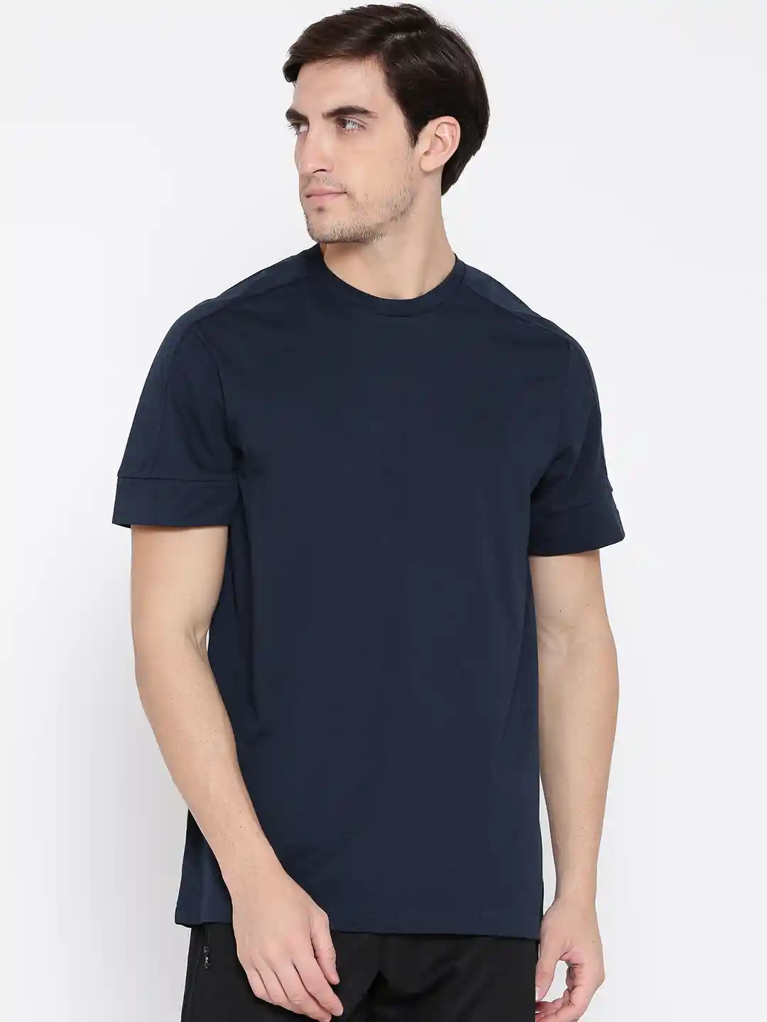 Buy ADIDAS Men Navy Blue ID Solid Round Neck T-shirt Tshirts for