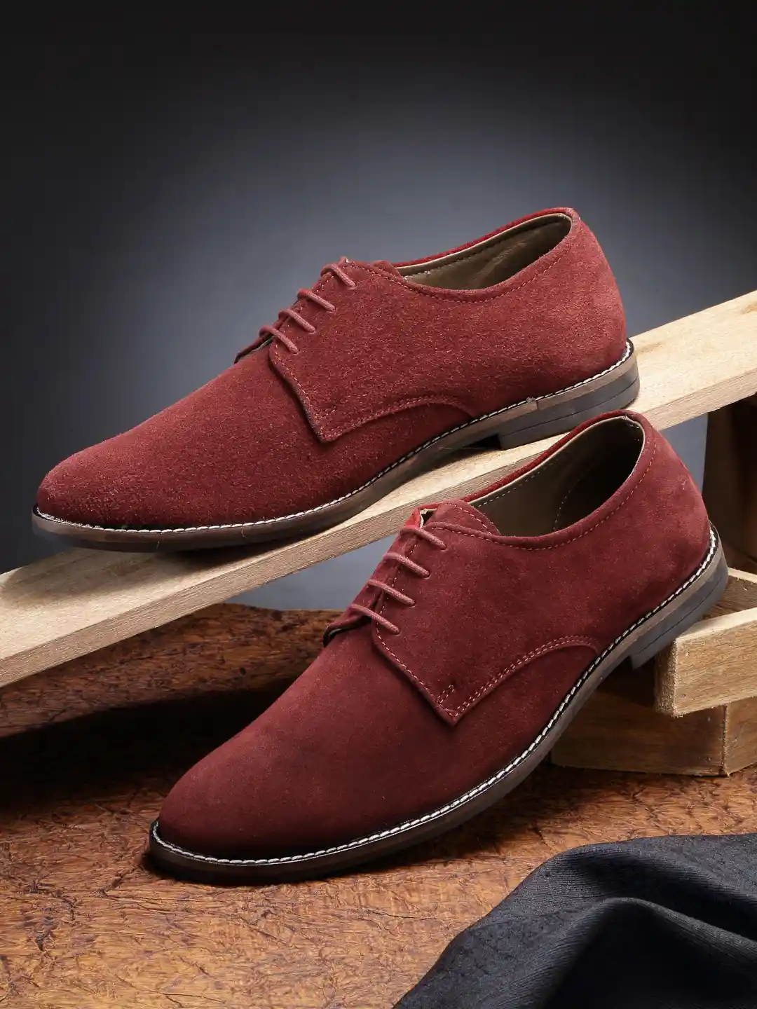 Buy LOUIS STITCH Men Red Suede Derbys Casual Shoes for Men