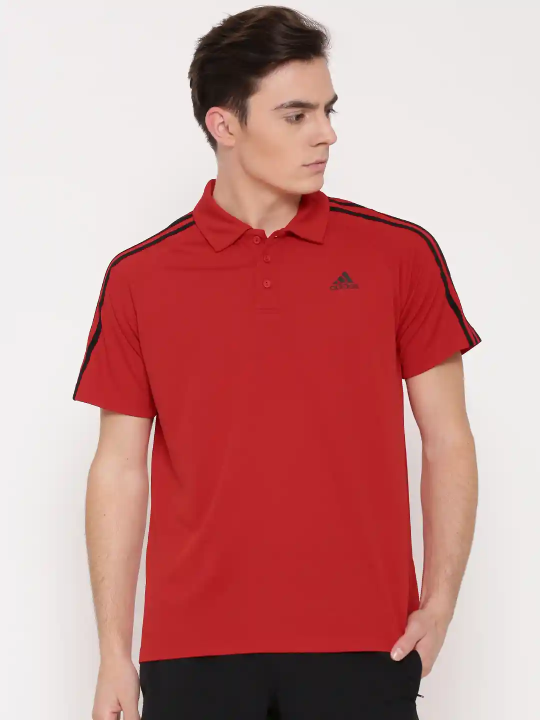 Buy ADIDAS Men Red Design Move Stripes Solid Polo Collar T