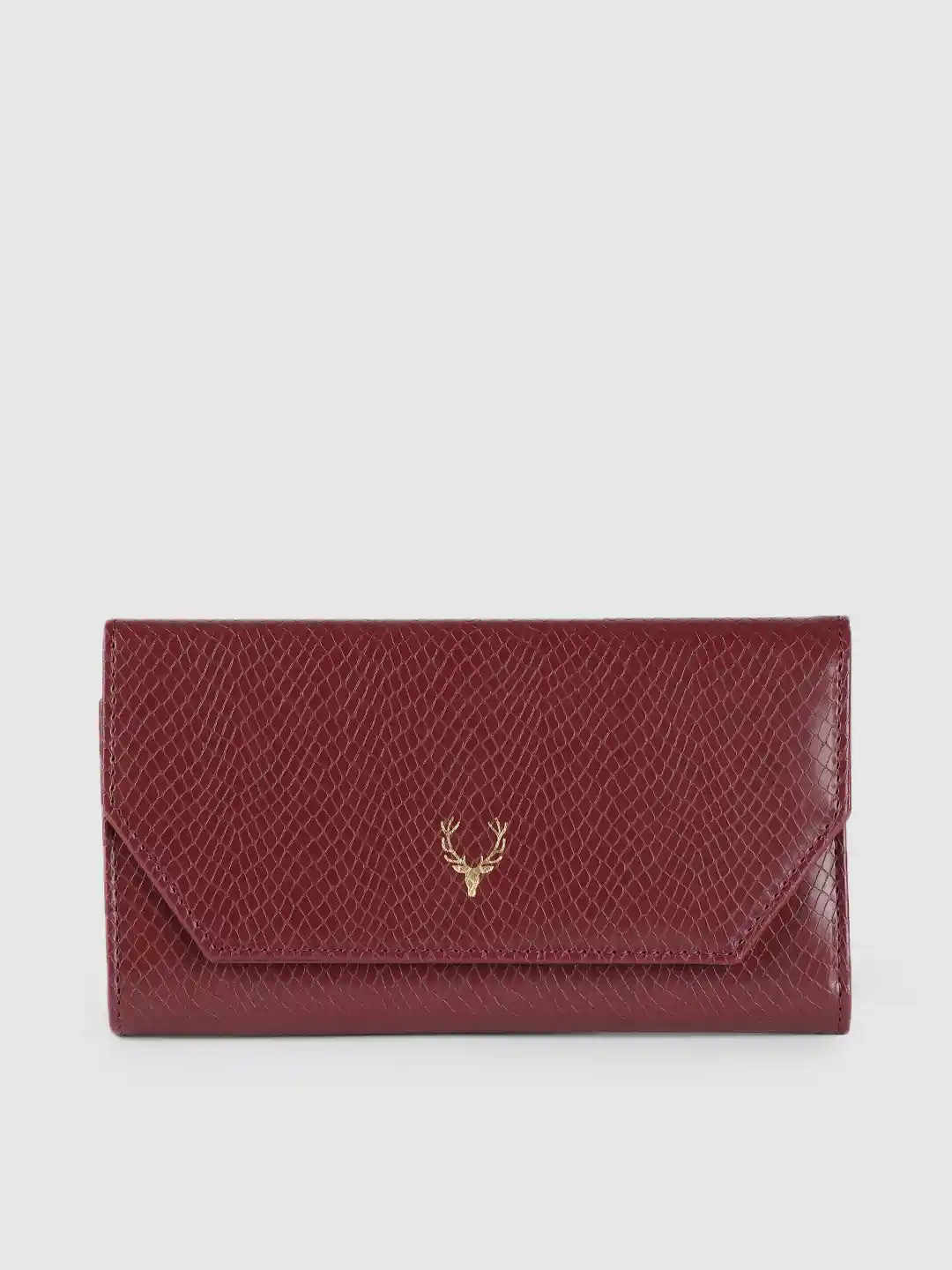 Buy Allen Solly Women Maroon Textured Three Fold Wallet Wallets