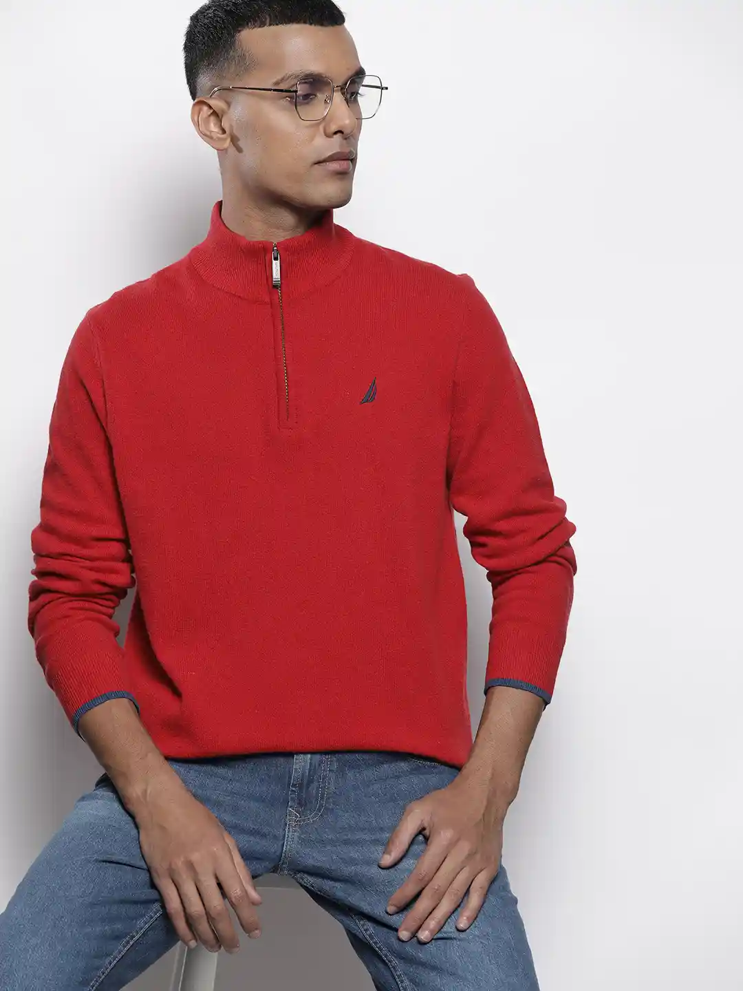 Buy Nautica Men Solid Half Zipper Pullover Sweaters for Men