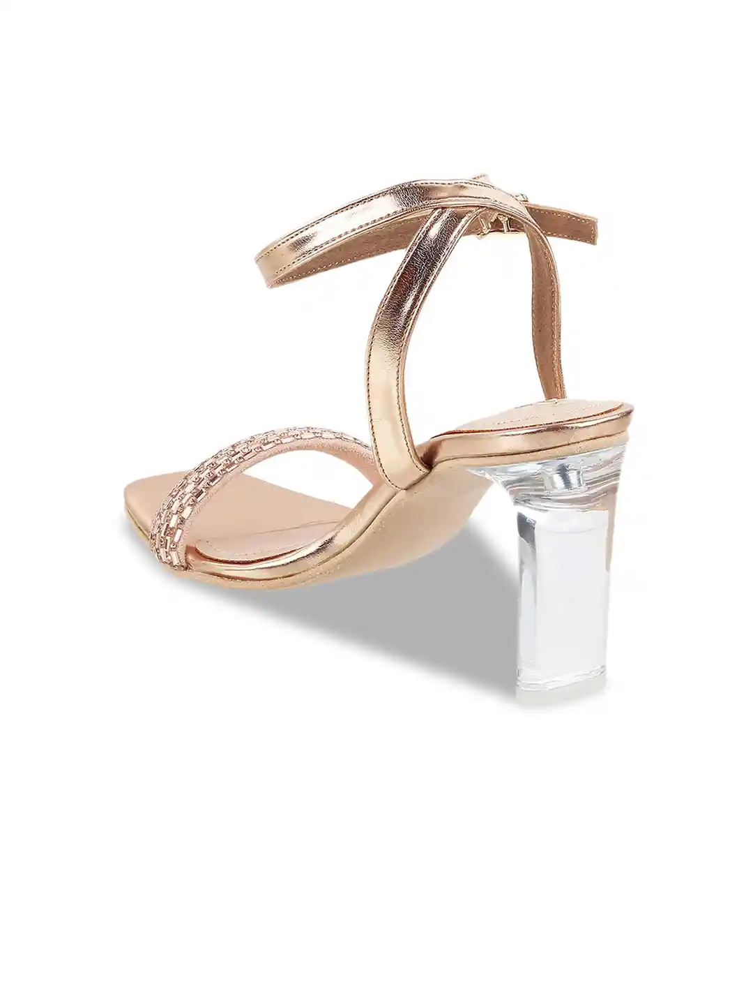Buy Metro Women Rose Gold-Toned Block Sandals Heels for Women