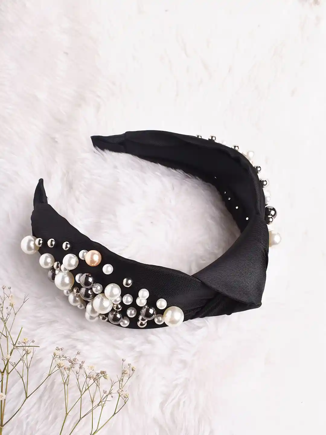 Buy JOKER WITCH Women Black Beaded Hairband Hair Accessory for