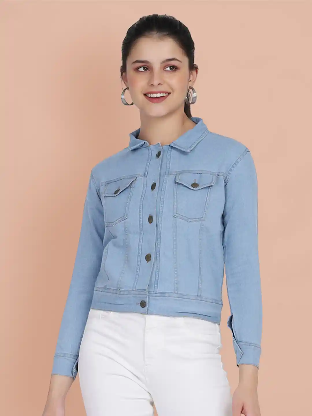 Buy BUY NEW TREND Women Blue Lightweight Denim Jacket Jackets