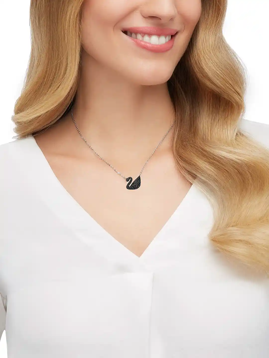 Buy SWAROVSKI Black Rhodium-Plated Iconic Swan Pendant Necklace