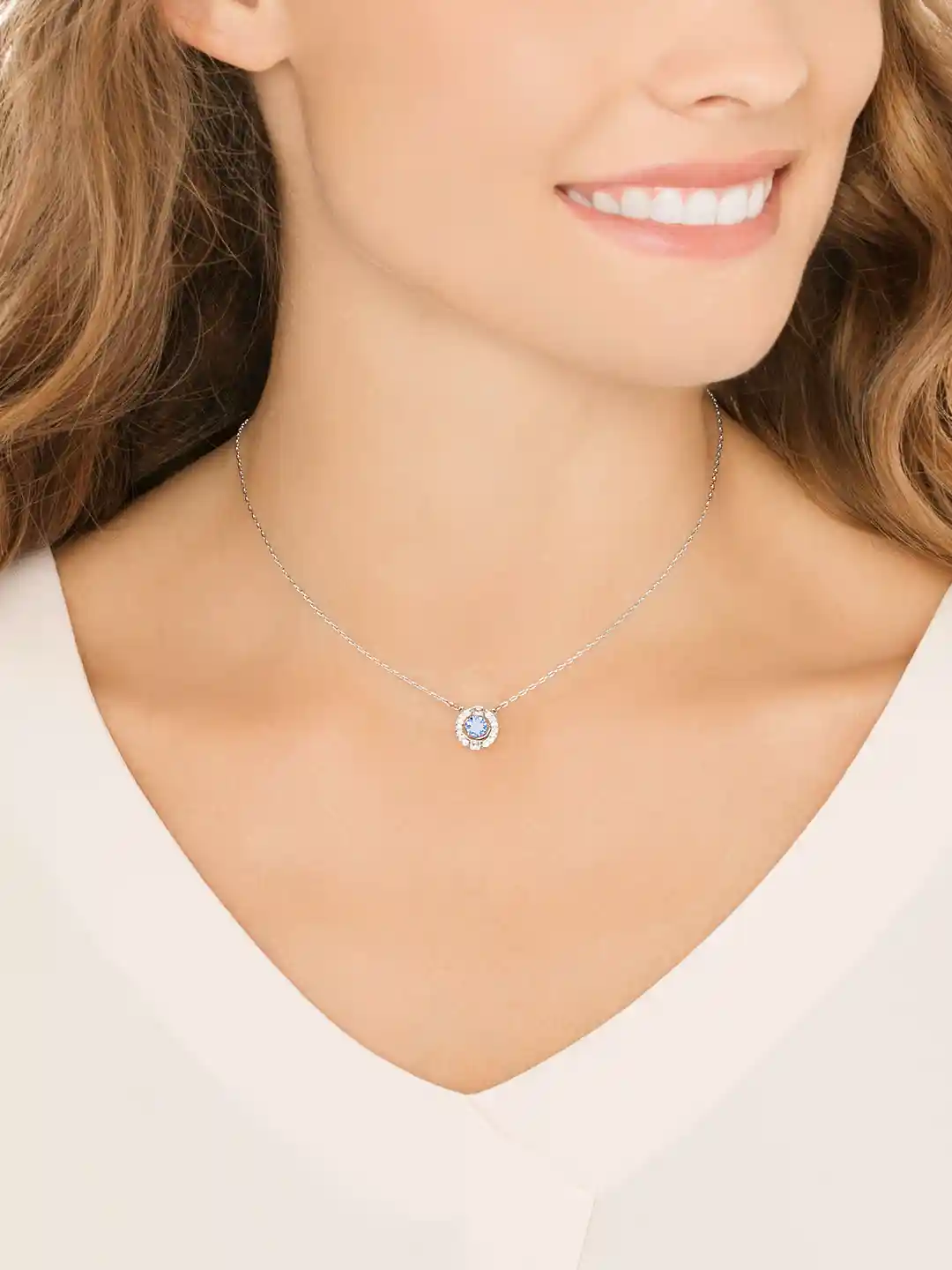 Buy SWAROVSKI Blue Silver-Toned Rhodium-Plated Sparkling Dance