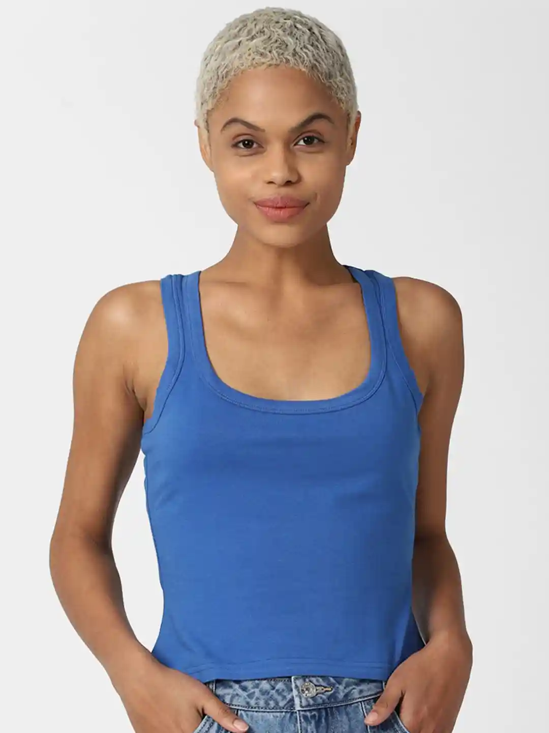 Buy FOREVER 21 Women Blue Tank Top Tops for Women 17700588 Myntra