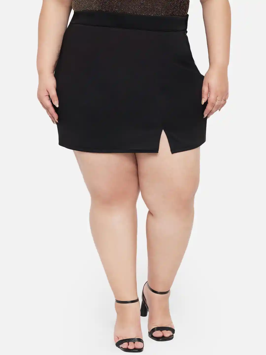 Buy wild U Plus Size Women Black Solid Mini Pencil Skirt Skirts