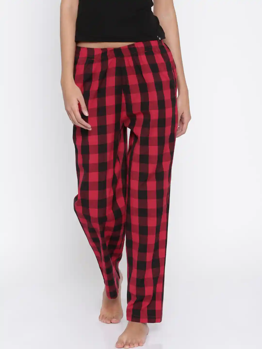 Banned Clothing Black And Red Tartan Trousers Red Black