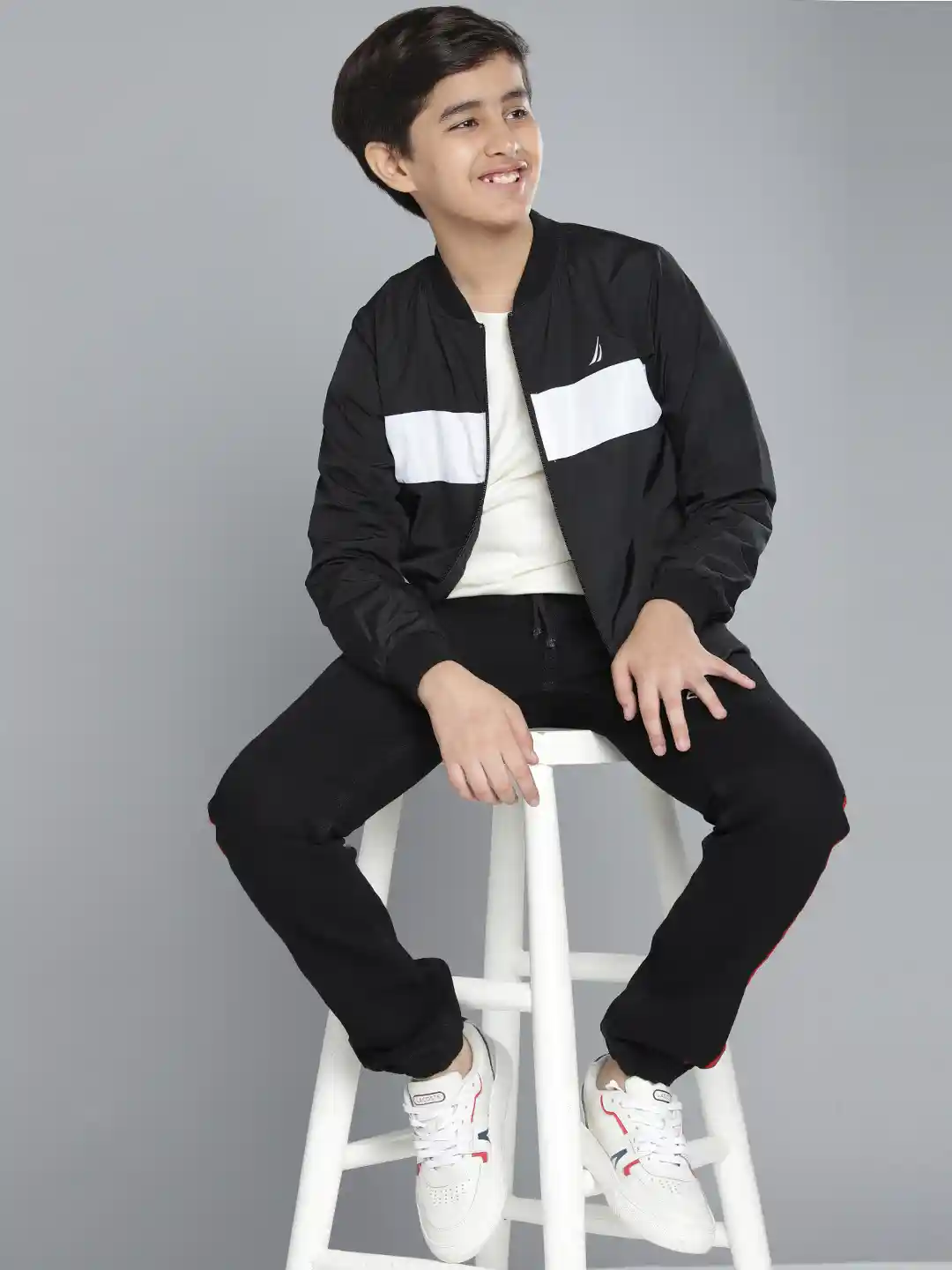 Buy Nautica Boys Black White Colourblocked Bomber Jacket Jackets