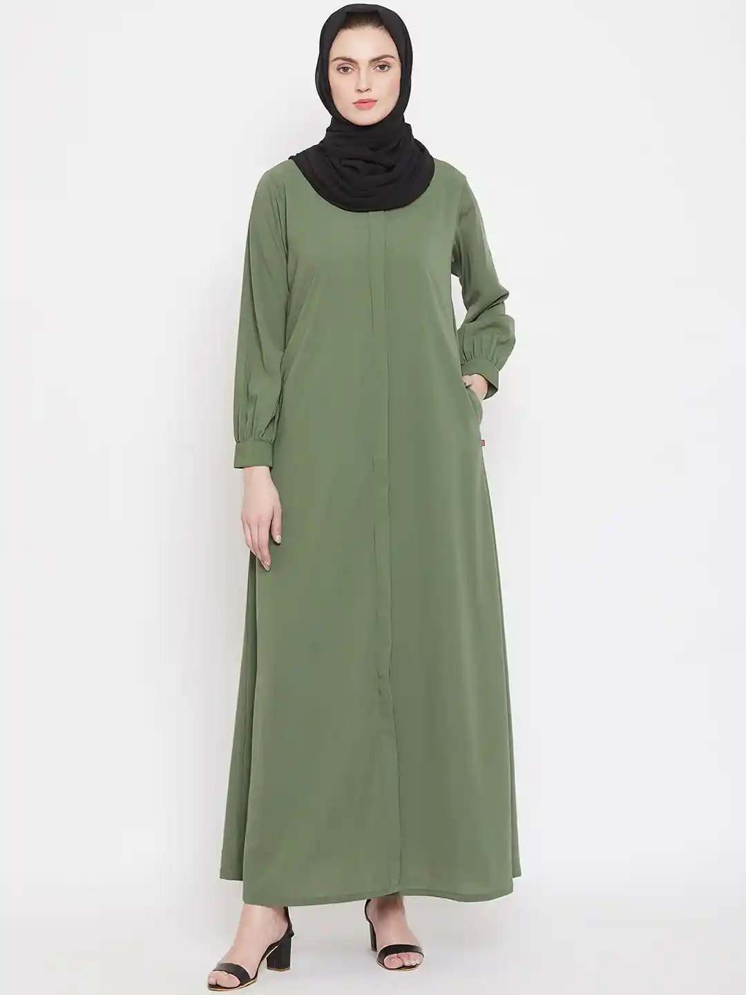 Buy NABIA Women Green Solid Abaya Burqa With Scarf Burqas for