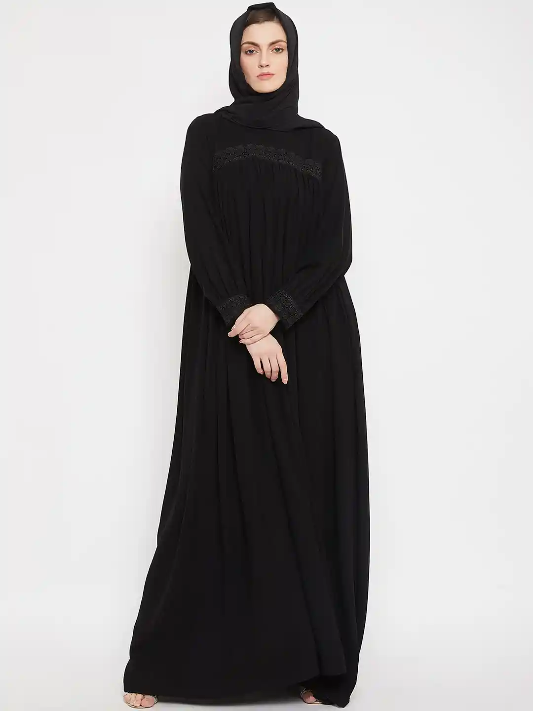 Buy NABIA Women Black Solid Abaya Burqas With Scarf Burqas for