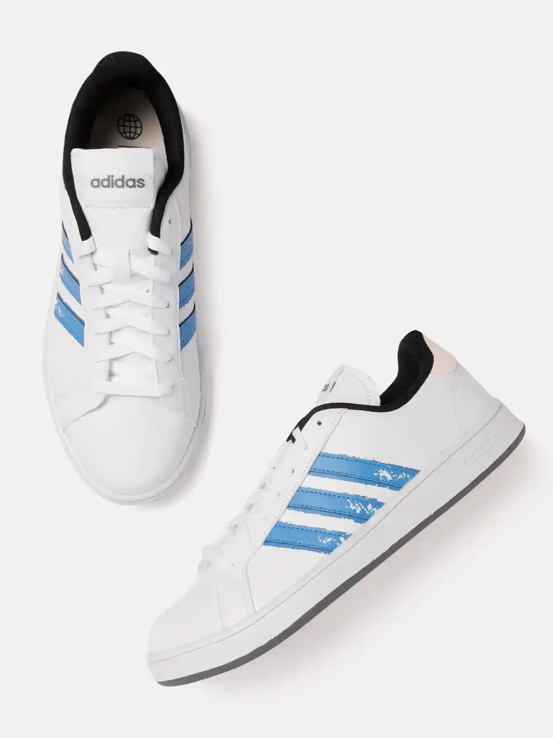 Buy ADIDAS Men White Blue Striped Grand Court Base Beyond