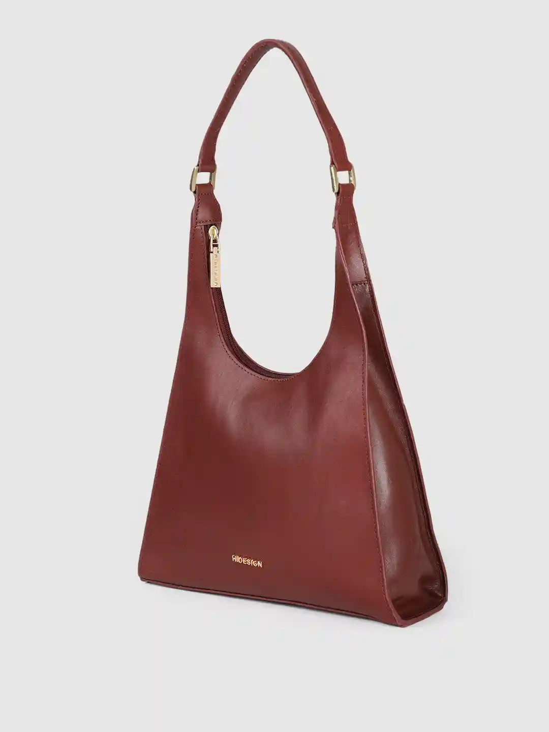 Buy Hidesign Maroon Leather Structured Hobo Bag Handbags for