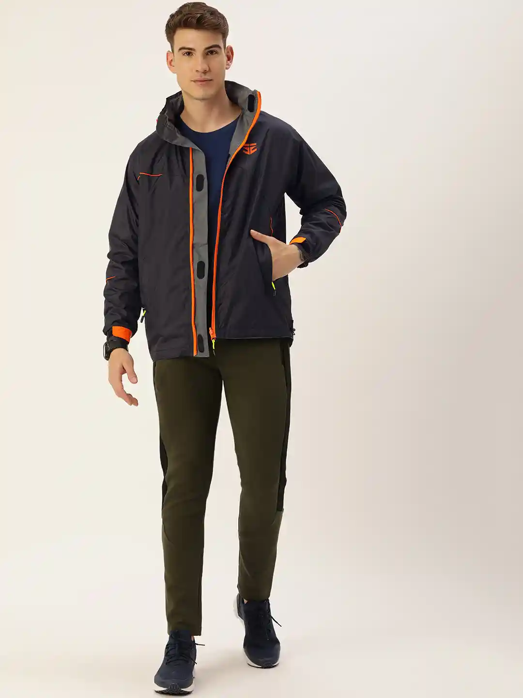 Buy Sports52 wear Navy Blue Grey Reversible Rain Jacket with