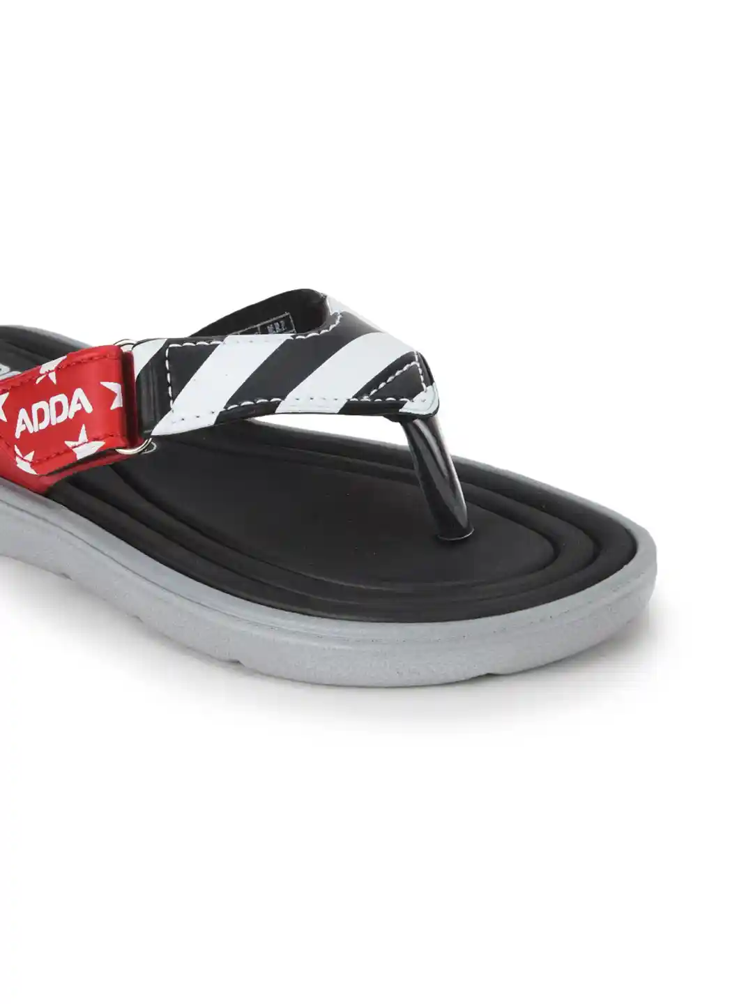 Buy Adda Women Black White Striped Rubber Thong Flip-Flops