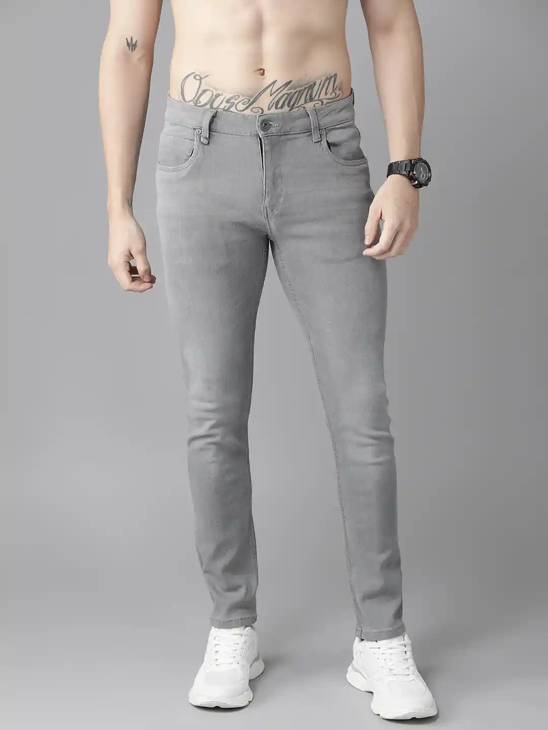 Roadster Men Grey Skinny Fit Light Fade Stretchable Jeans