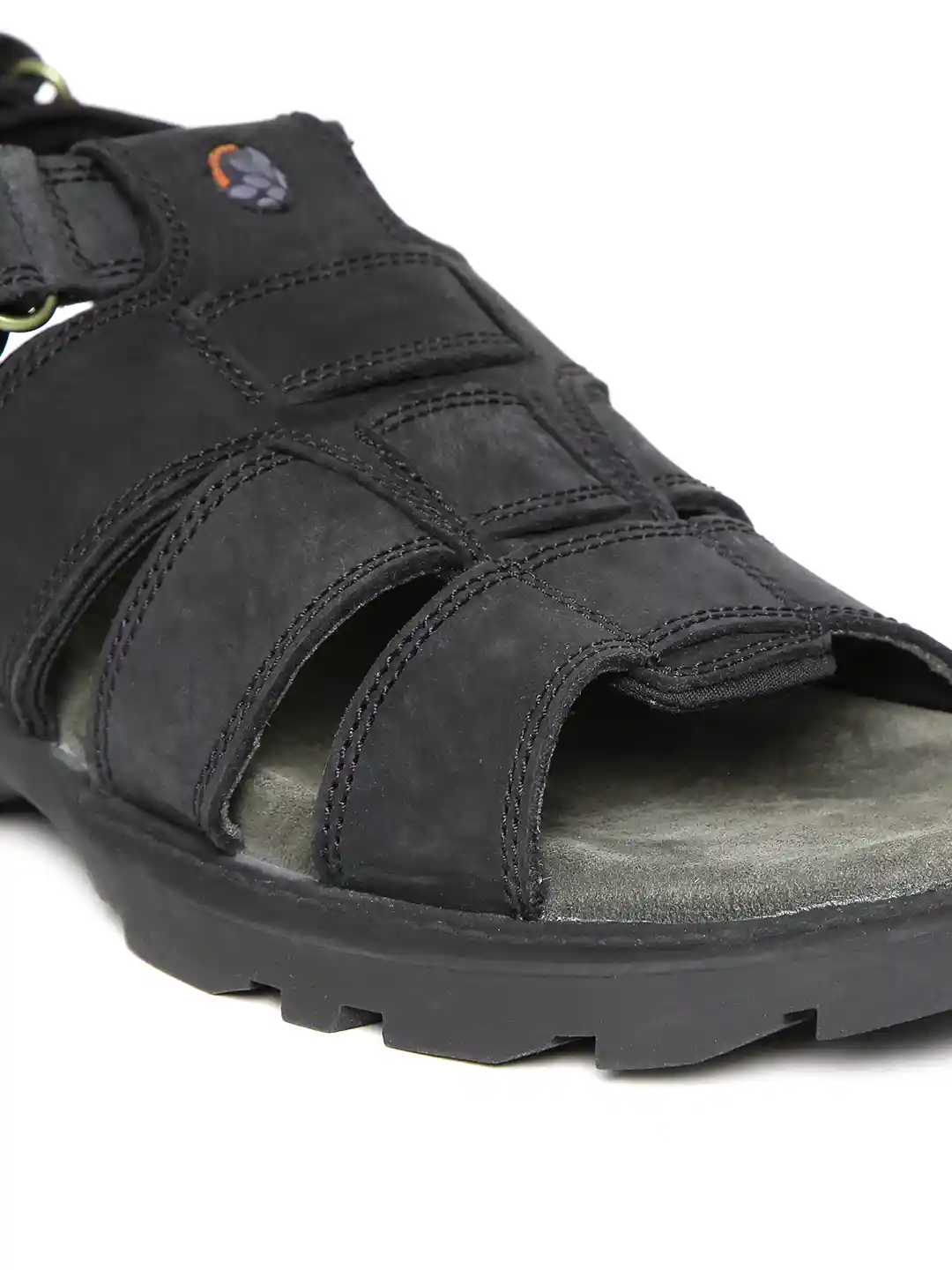 Buy Woodland Men Black Leather Sandals Sandals for Men 1778654