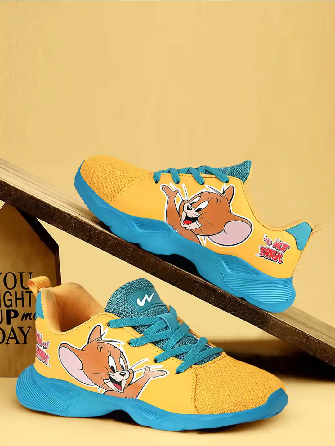 Buy Campus Kids Mustard Yellow Jerry Printed Mesh Running Marking