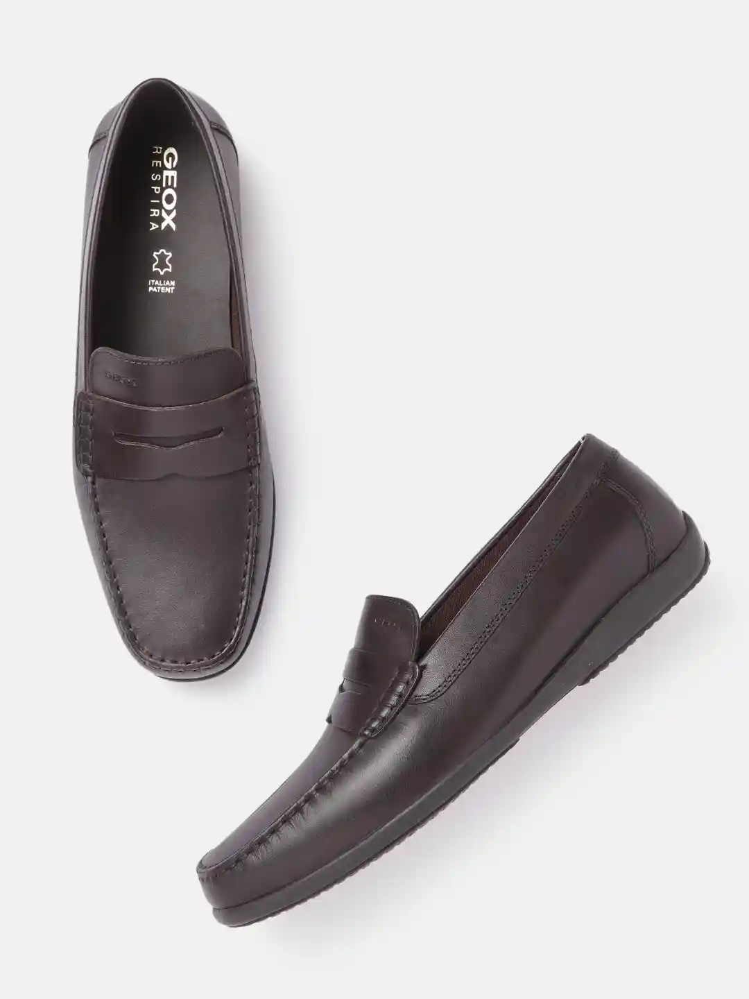 Buy Geox Men Brown Textured Leather Driving Shoes Casual Shoes