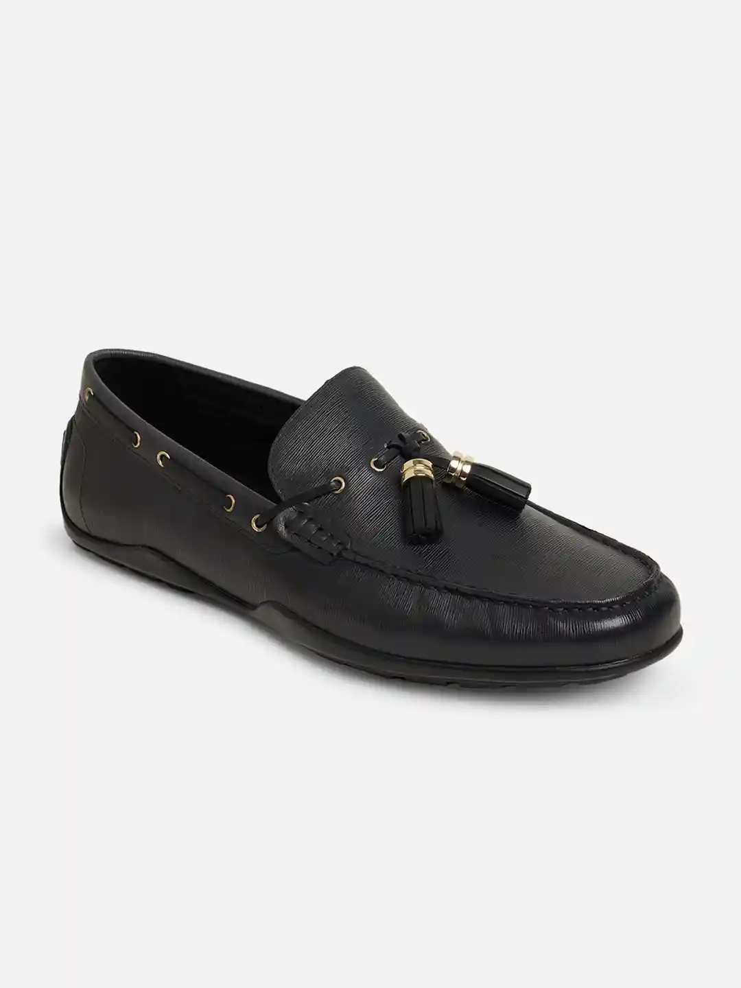 Buy ALDO Men Black Textured Leather Boat Shoes Casual Shoes for
