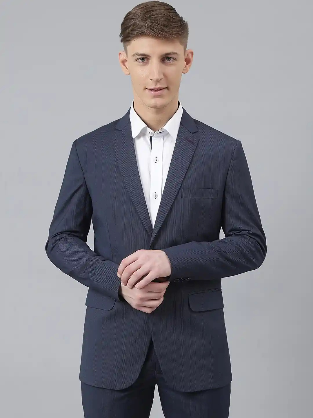 Buy MR BUTTON Men Blue Solid Single-Breasted Blazers Blazers for