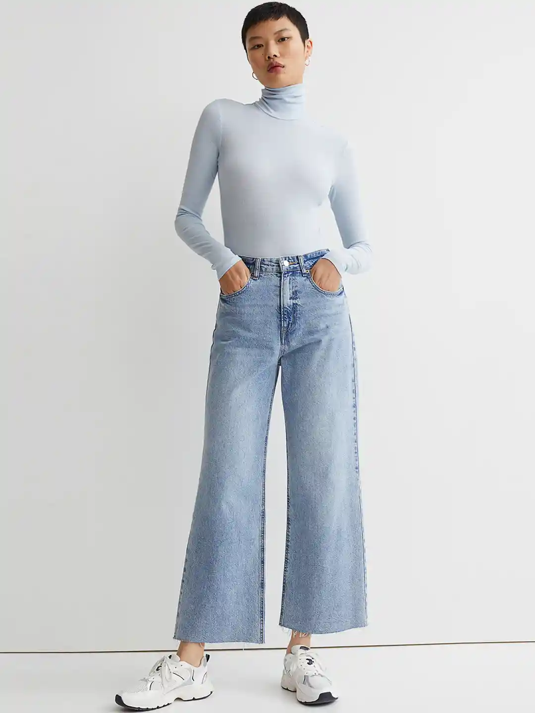 Wide Leg Jeans Wide High Jeans Hm H&M Women Blue Wide High Ankle Jeans
