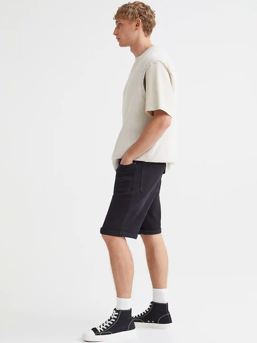 Buy H&M Men Black Regular Denim Shorts Shorts for Men 17855316