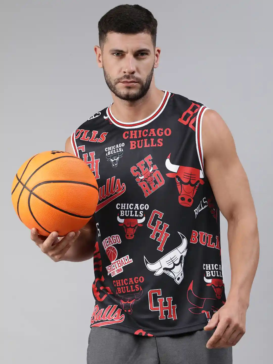 Buy NBA Men Navy Blue Red Chicago Bulls Printed Logo Mash