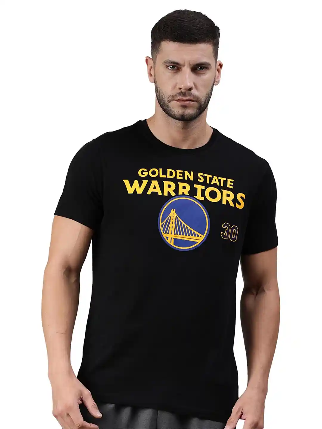 Buy NBA Men Black Orange Printed Pure Cotton Steph Curry Classic