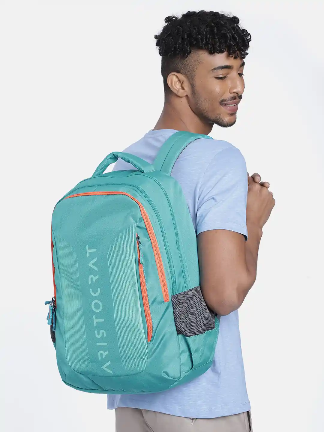 Buy Aristocrat Unisex Teal Blue Brand Logo Backpack Backpacks