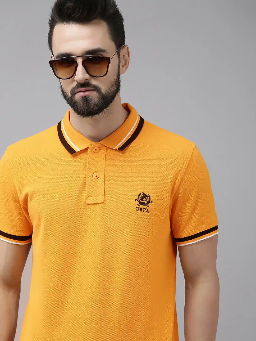 Buy Polo Men Mustard Yellow Polo Collar T-shirt