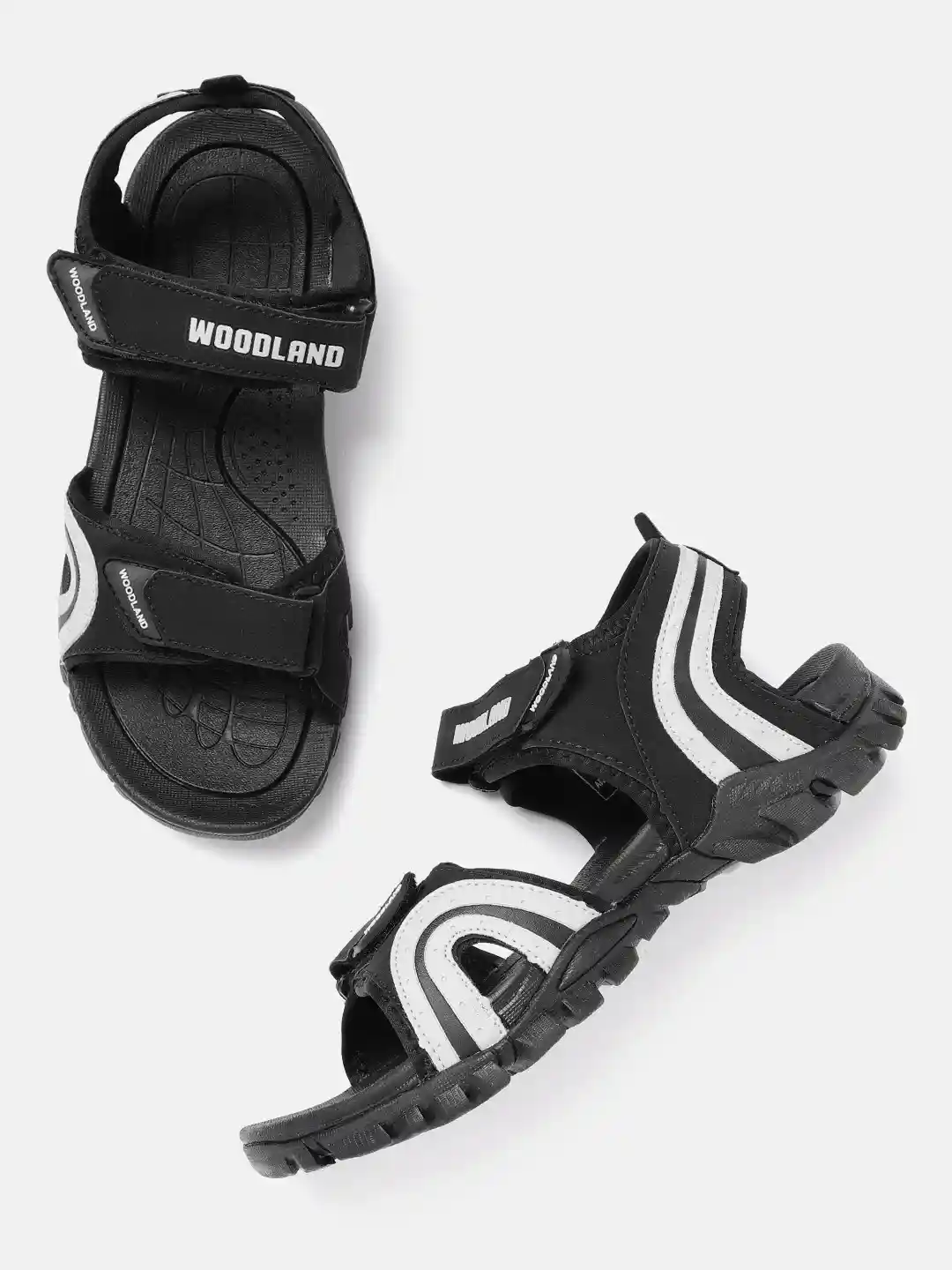 Buy Woodland Men Black Grey Striped Sports Sandal Sandals for