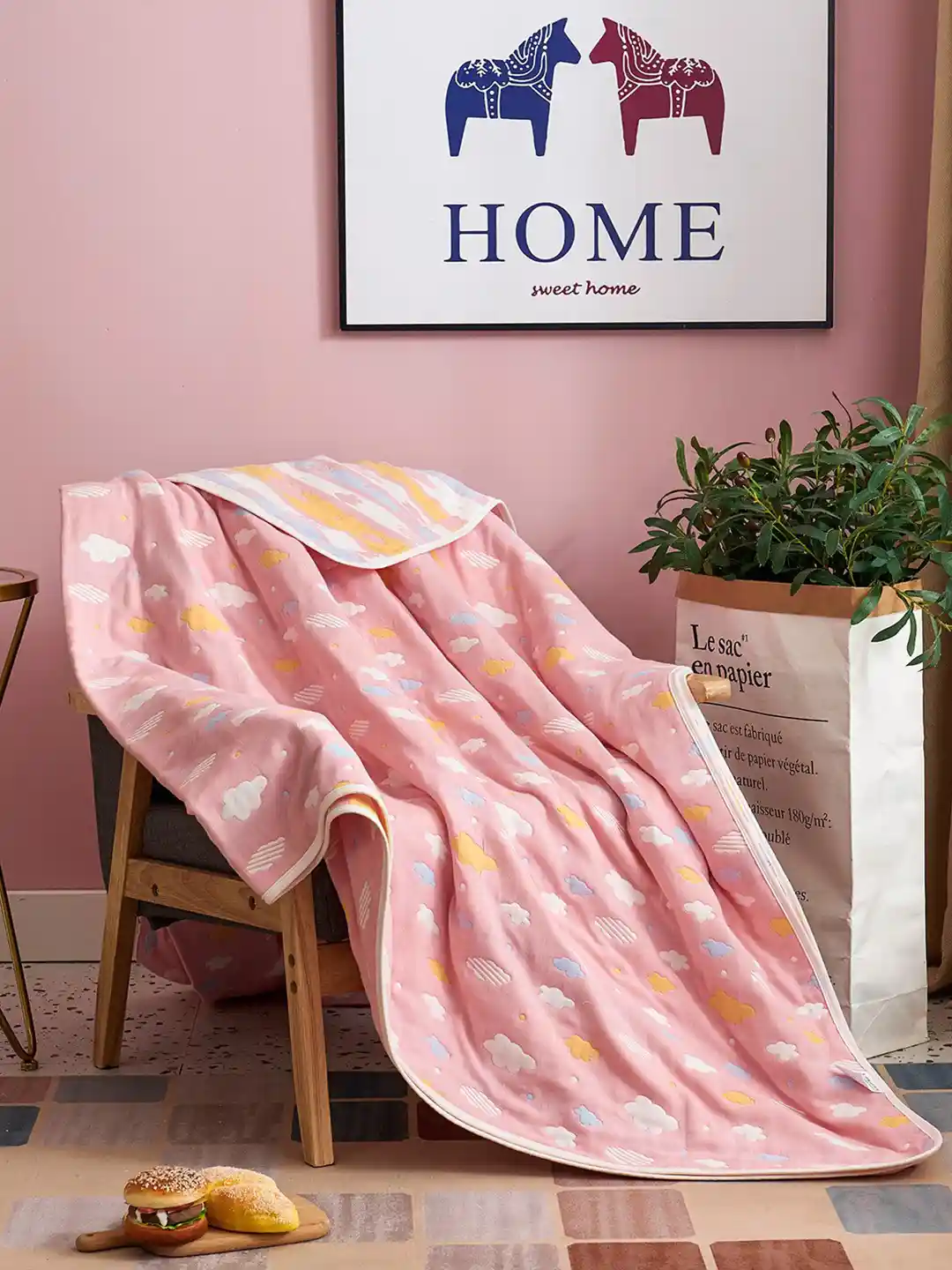JC HOME Pink White Summer 350 GSM Single Bed Blanket