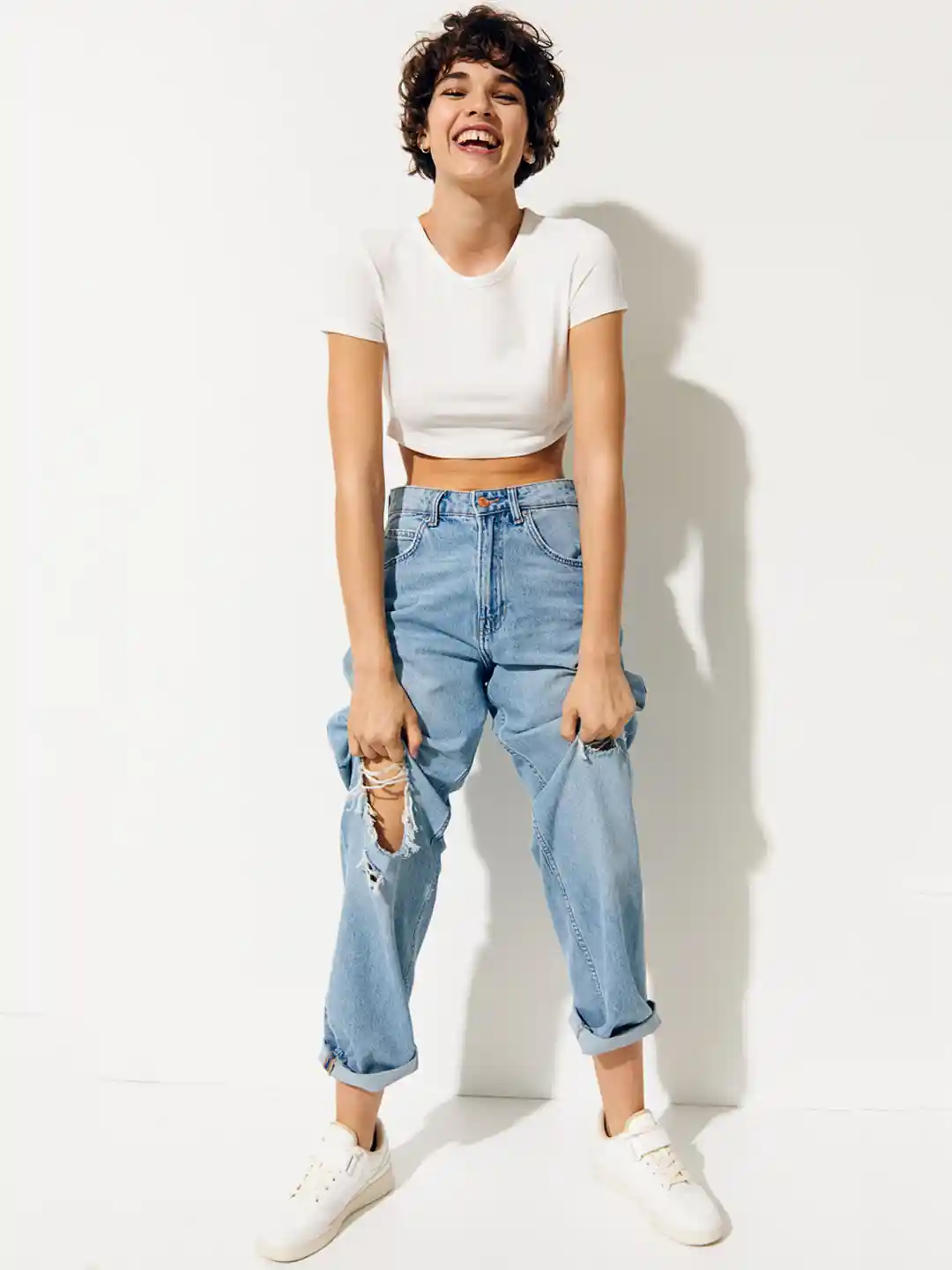 Buy H&M Women Blue 90s Baggy Ultra High Waist Jeans Jeans for