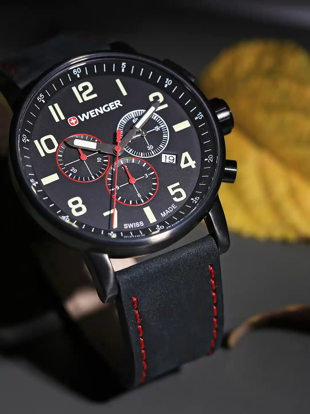 Buy Wenger Men Black Chronograph Swiss Dial Watch