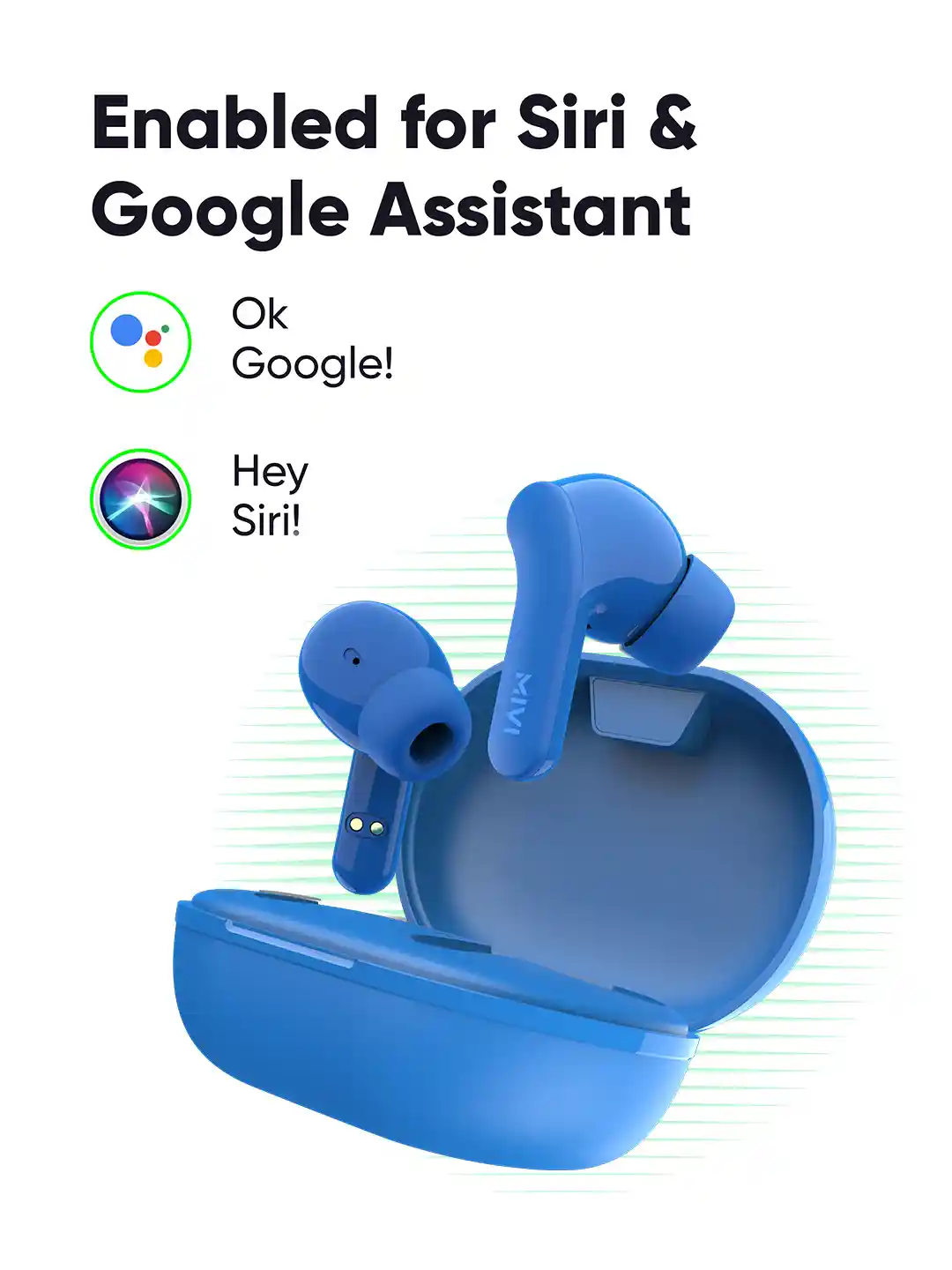 Google Assistant Siri Compatible Wireless Earbuds Crystal Wireless