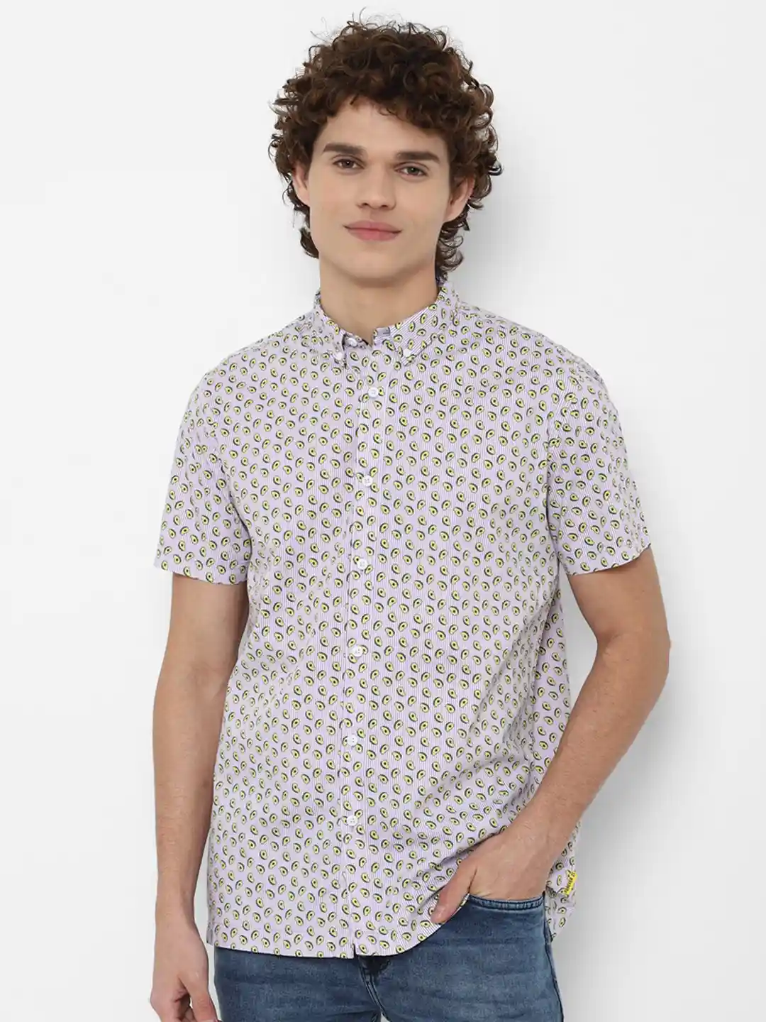Buy FOREVER 21 Men Grey Printed Pure Cotton Casual Shirt Shirts