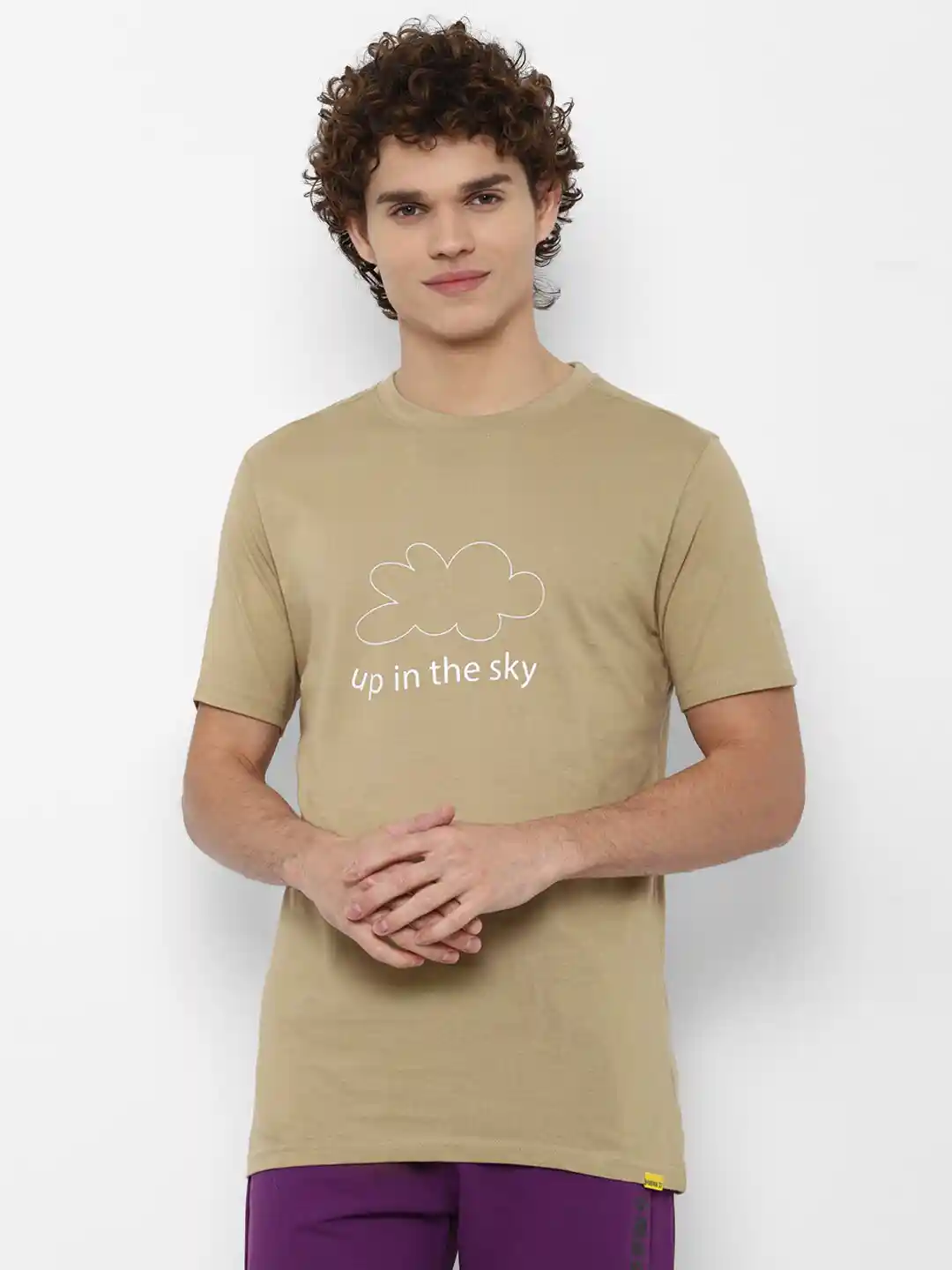 Buy FOREVER 21 Men Khaki Typography Printed T-shirt Tshirts for