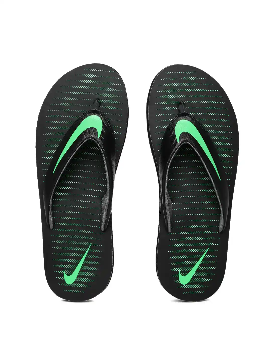 nike slippers green and black