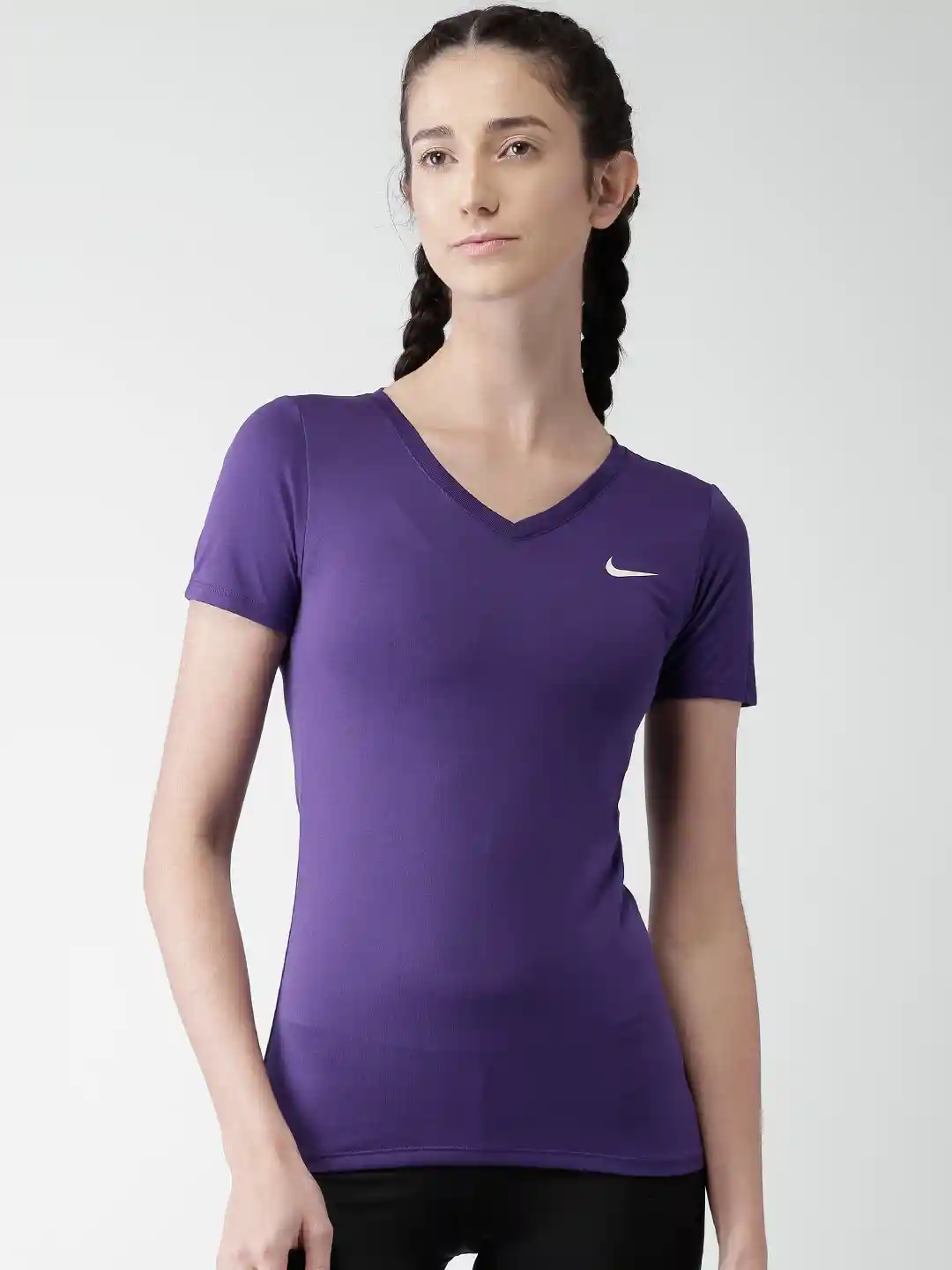 Buy Nike Women Purple AS Dry VNeck LGD T-shirt Tshirts for Women