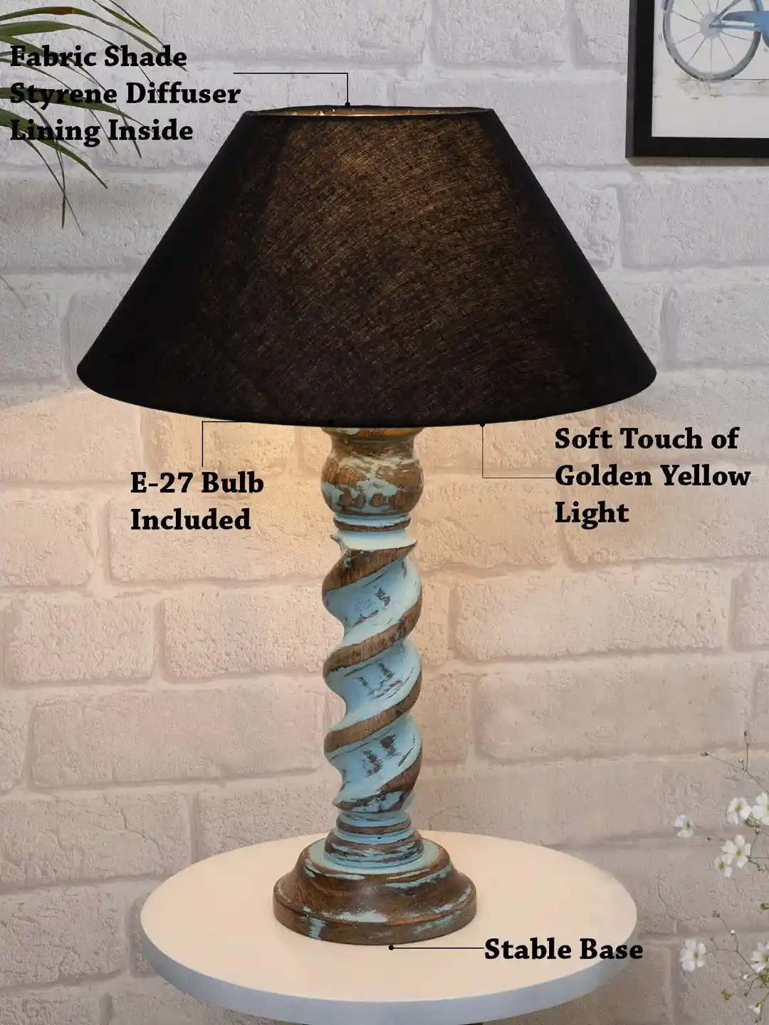 Homesake Black Turquoise Blue Signature Rustic Rope Table Lamp With Cone  Shade
