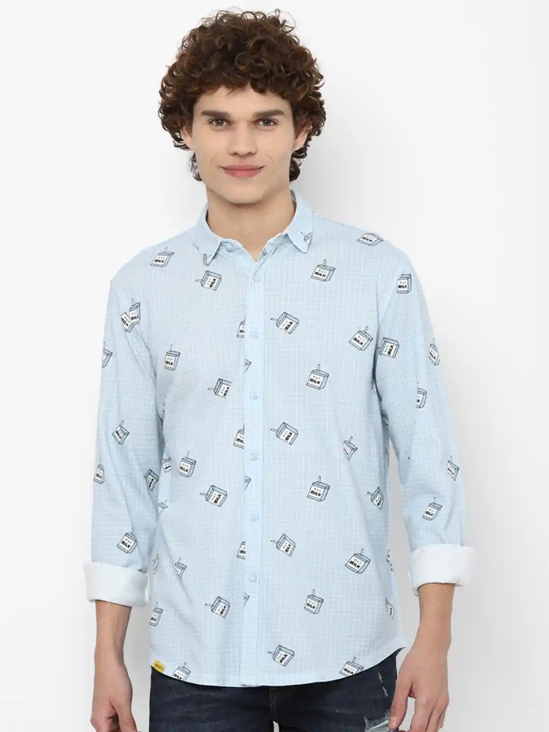 Buy FOREVER 21 Men Blue Printed Pure Cotton Casual Shirt Shirts
