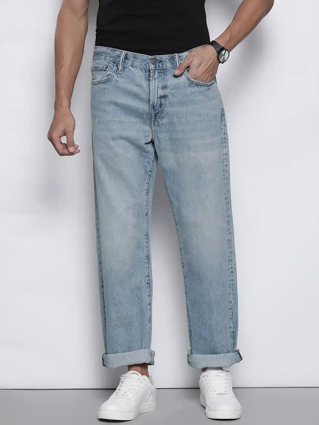 Buy AMERICAN EAGLE OUTFITTERS Men Blue Relaxed Straight Fit Light