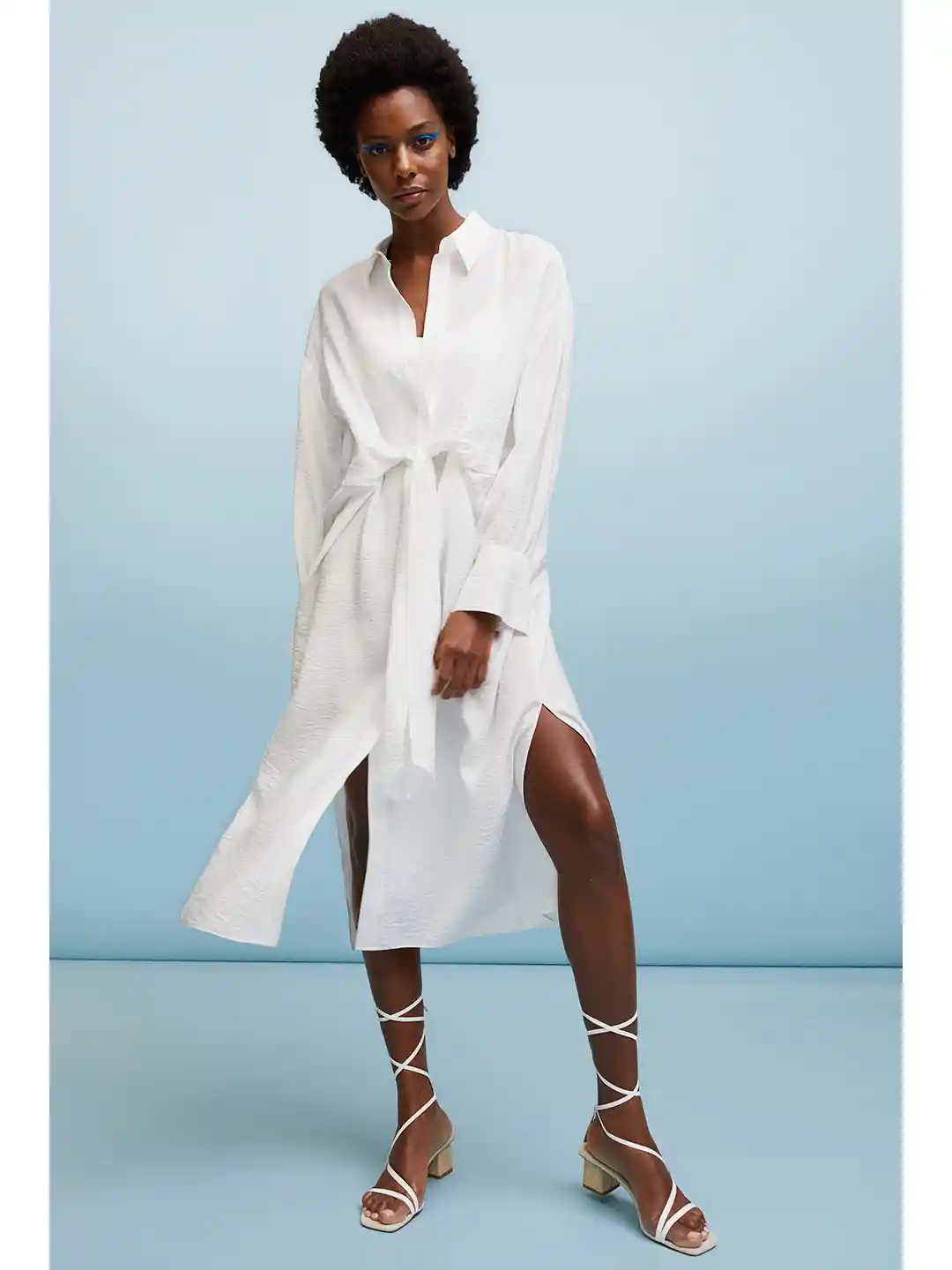Buy H&M Women White Tie-Front Shirt Dress Dresses for Women