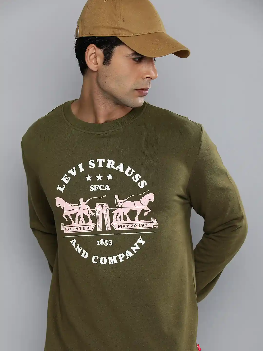 Buy Levis Men Olive Green Printed Pullover Sweatshirt