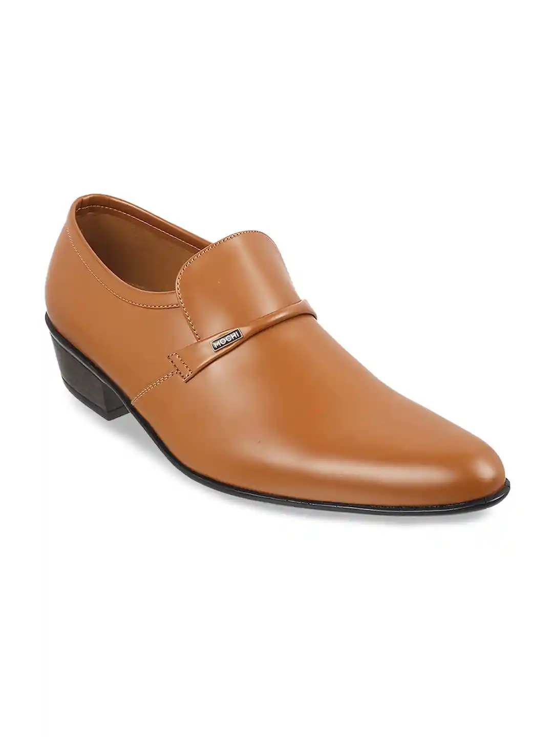 Buy Mochi Men Tan Solid Leather Formal Slip On Shoes Formal