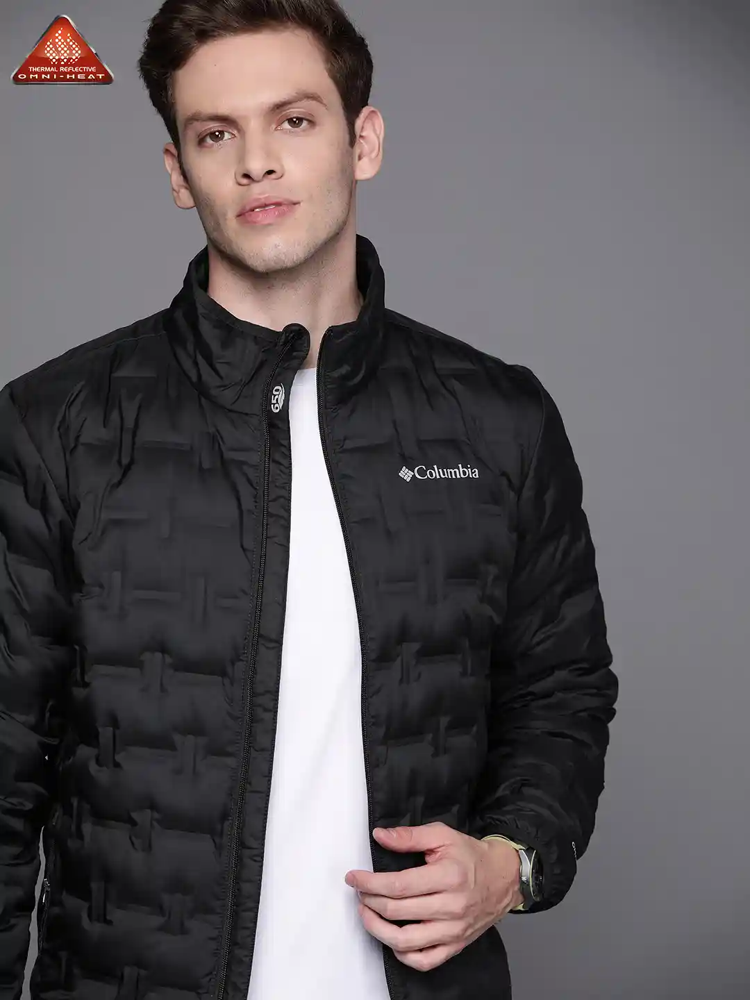 Buy Columbia Men Black Solid Omni-Heat Insulator Delta Ridge Down