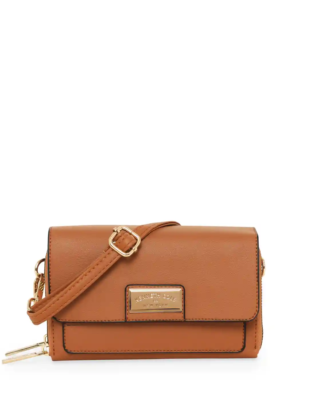 Buy Kenneth Cole Women Brown PU Zip Around Wallet Handbags for