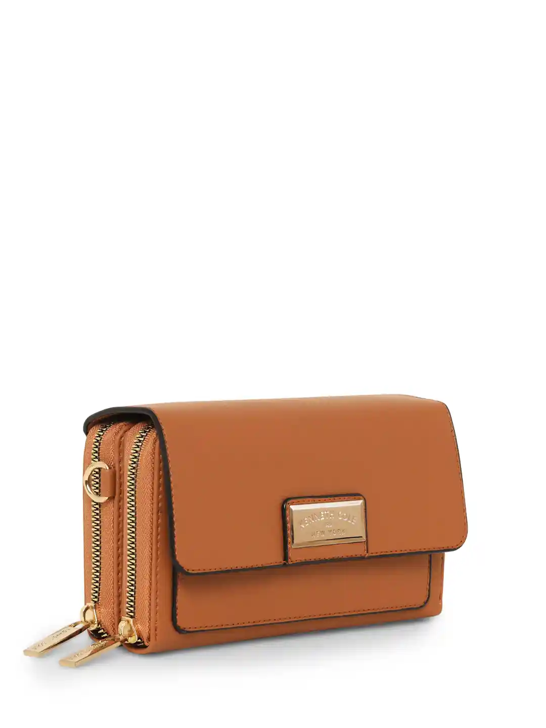 Buy Kenneth Cole Women Brown PU Zip Around Wallet Handbags for